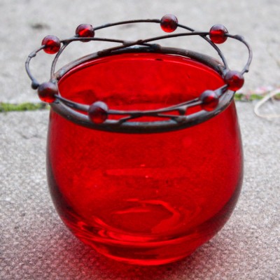 Red Glass Tealight Holders