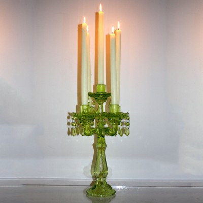 Green Glass Candelabra