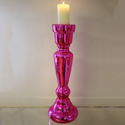Pink Glass Candlestick
