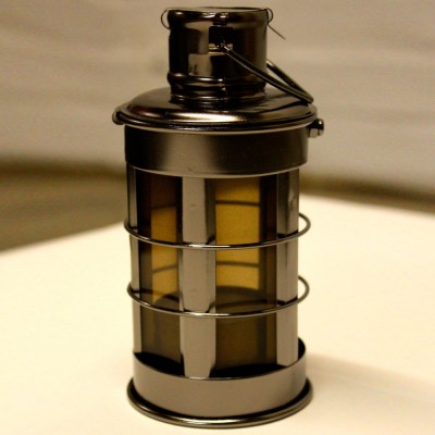 Cylindrical Charcoal Chrome Lantern