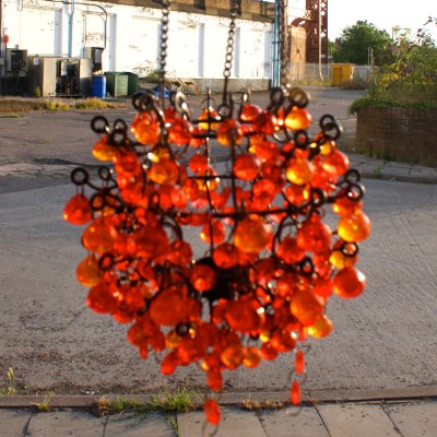 Red & Orange Beaded Hanging Lantern