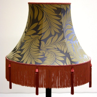 Foliage Pattern Lampshade with Pink Tassels
