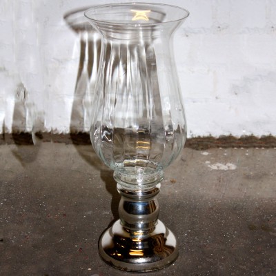 Glass Urn with Chrome Pedestal