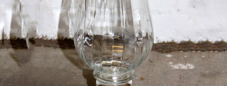 Glass Urn with Chrome Pedestal