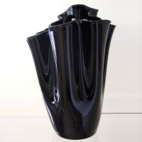 Black Glass Handkercheif Vase