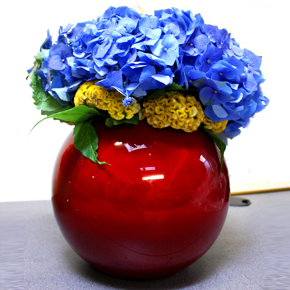 Globe Bowl Red Glass Vase Style 2 Ten and a Half Thousand Things