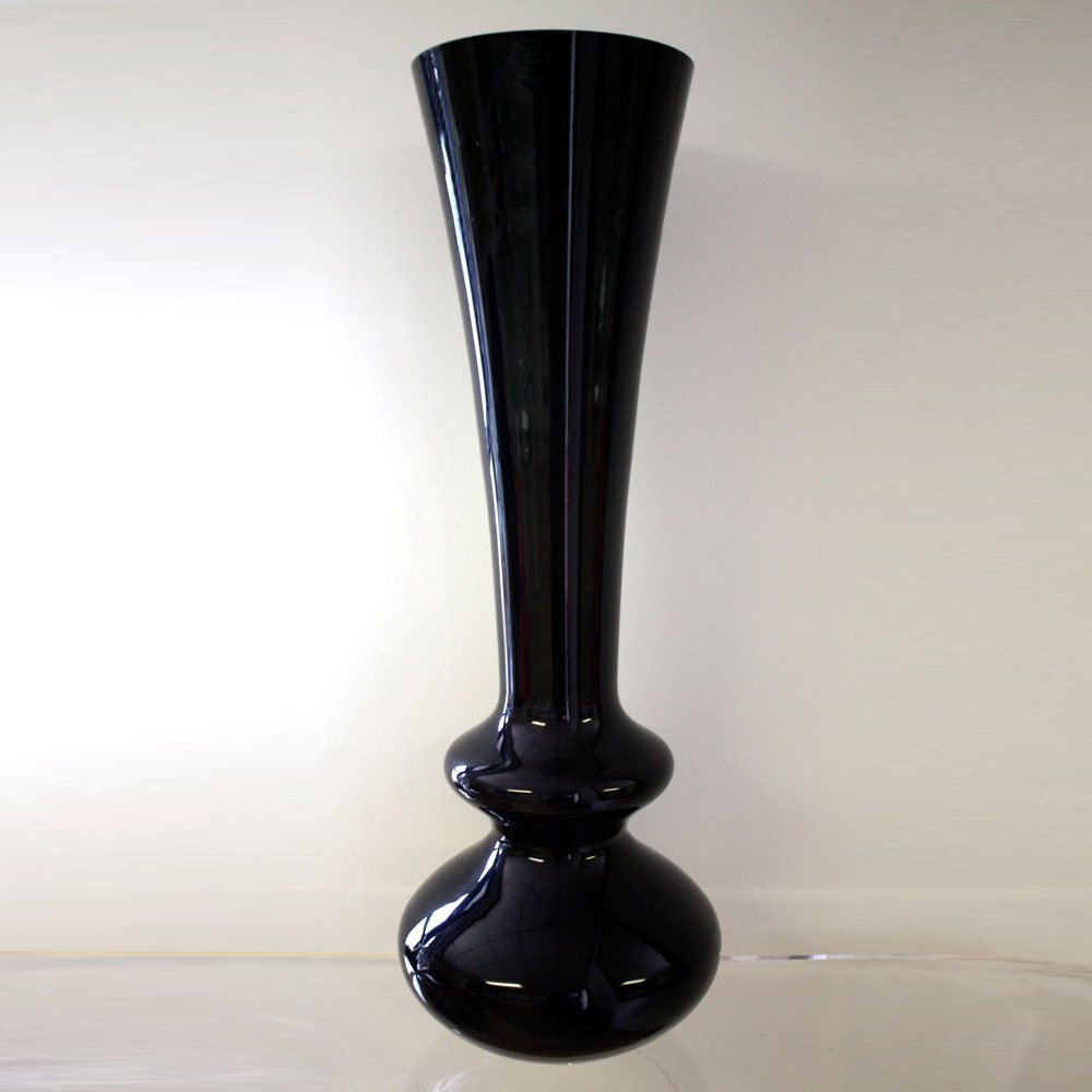 Black Glass Vase with Rounded Base Ten and a Half Thousand Things