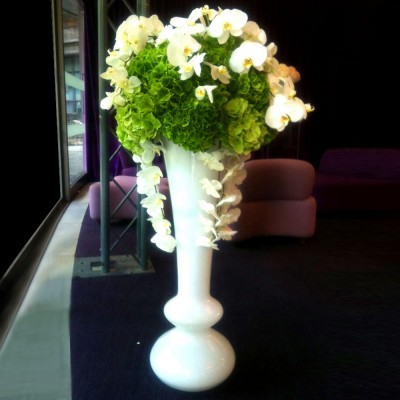 White Glass Vase With Rounded Base