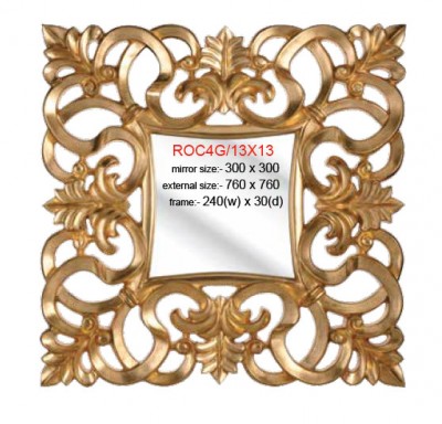 Mirror with Gold Square Frame